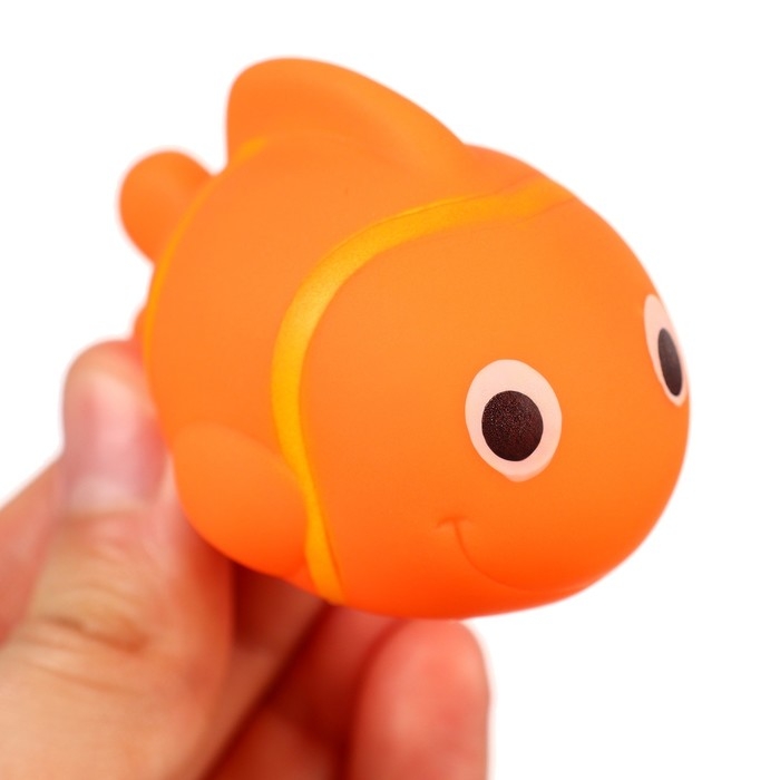 Набор резиновых игрушек для ванны «Рыбка клоун», 10 см, с пищалкой, 5 шт, Крошка Я Набор резиновых игрушек для ванны «Рыбка клоун», 10 см, с пищалкой, 5 шт, Крошка Я