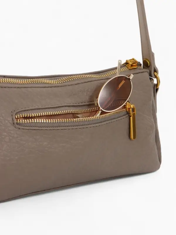 Сумка женская багет TEXTURA на молнии, 27&times;8&times;13 см, бежево-серая