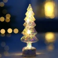 Фигура светодиодная "Елочка блестящая", 4 LED, 14,5х5,5 см, от бат. 3xAG13, Т/БЕЛЫЙ