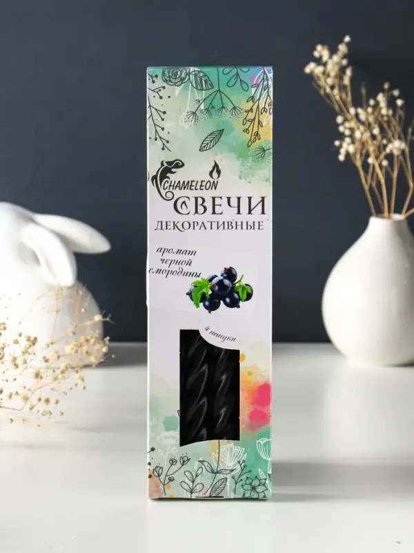 Набор: свечи ароматические витые 1.9&times;24 см, 4 шт., 40 г, 8 ч, смородина
