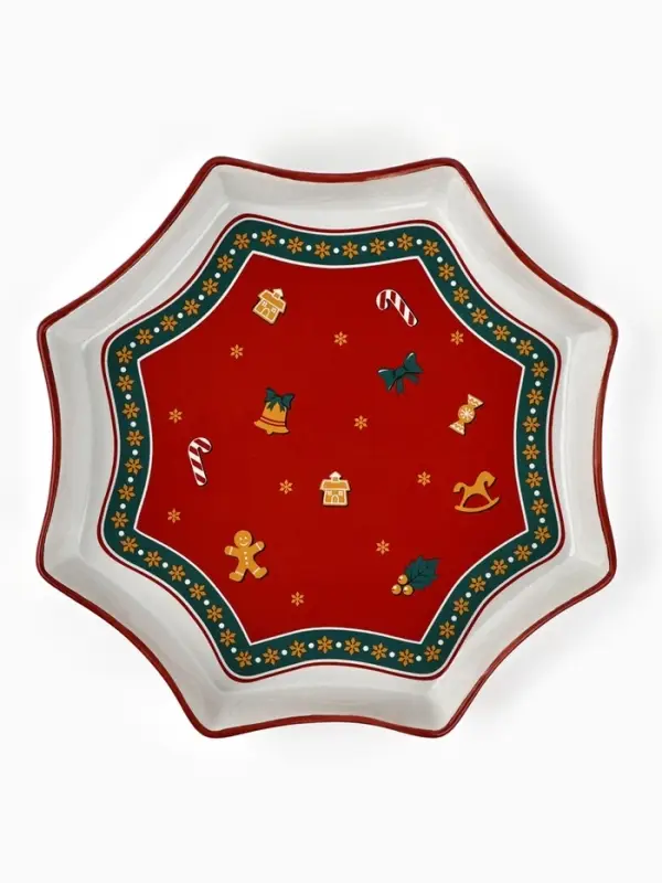 Блюдо новогоднее &laquo;Пряничные человечки&raquo;, 21&times;21&times;3 см, ручная работа