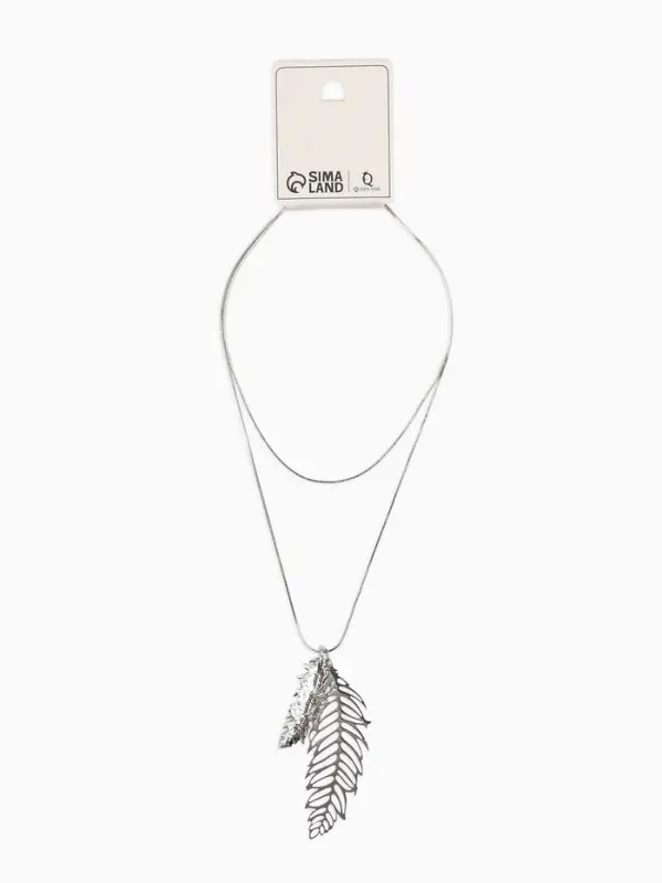 Кулон на цепочке &laquo;Перо&raquo;, ангела, белый в серебре, 72 см