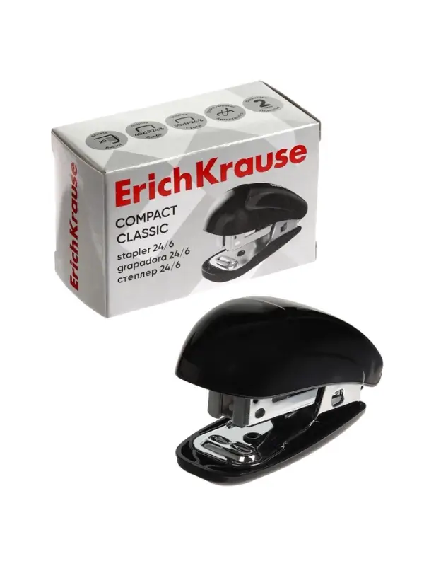 Степлер mini №24/6 20 л ErichKrause Compact Classic, чёрный
