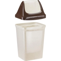 Ведро мусорное пластик 25л прям беж с корич крышк-маят 320х582х280мм_М2463