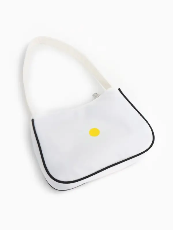 Сумка молодёжная на молнии, с принтом, 24&times;6.5&times;17 см, белая