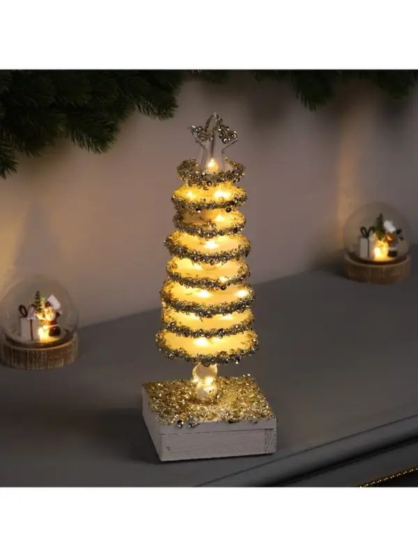 Фигура деревянная &laquo;Ёлочка&raquo;, 30&times;10&times;10 см, 35 LED, от батареек AAx2, свечение тёплое белое