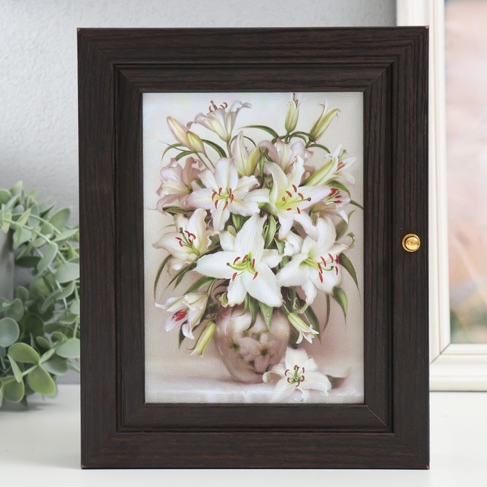 Ключница Ключница "Букет белых лилий" венге 19х24 см МИКС