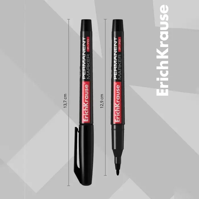 Маркер перманентный ErichKrause P-70, 1.0 мм, для письма на любой поверхности, чёрный Маркер перманентный ErichKrause P-70, 1.0 мм, для письма на любой поверхности, чёрный