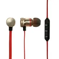 Наушники спортивные беспроводные, магнитные, Luazon VBT 1.30, вакуумные, Bluetooth 4.1, с микрофоном, 80 мАч, чёрно-красные