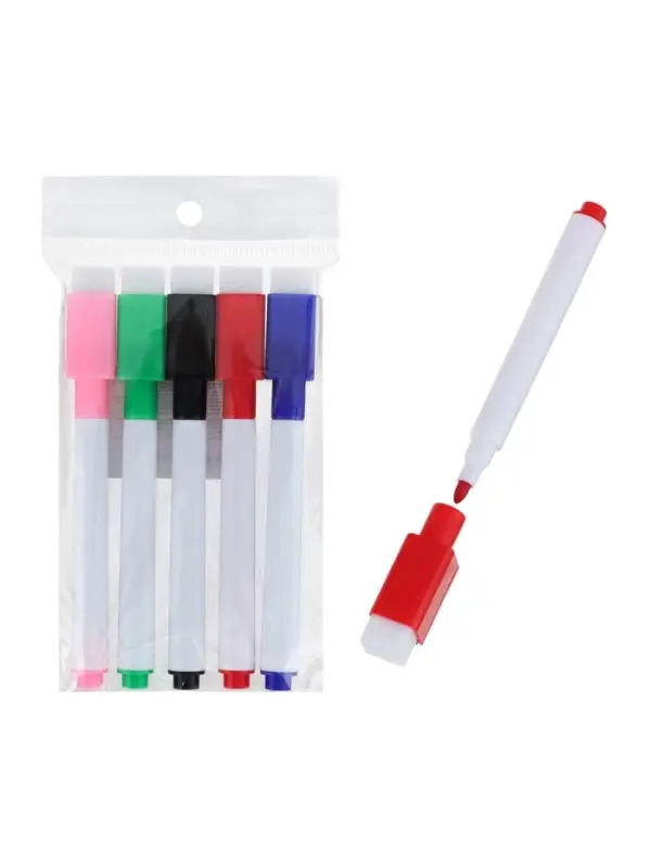Маркер с магнитом цветной, на водной основе, набор 5 шт.