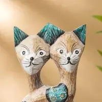 Сувенир интерьерный "Сиамские кошечки" 12х3х30 см, дерево, цв. зелёный Сувенир интерьерный "Сиамские кошечки" 12х3х30 см, дерево, цв. зелёный