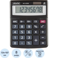 Калькулятор настольный КОМП Attache, AС-223B,8р,дв. пит, черн,134x107x34