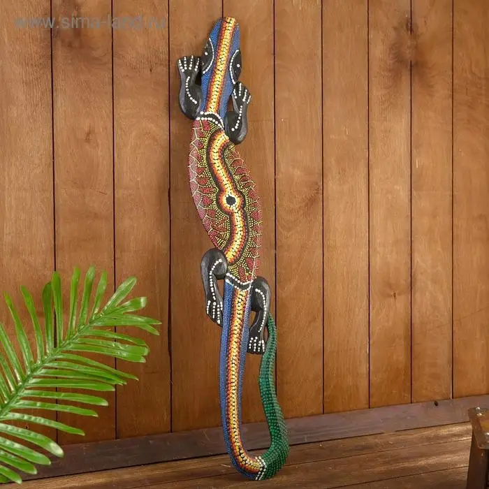 Панно декоративное  Панно декоративное "Ящерица геккон" 78х13х1,5 см МИКС