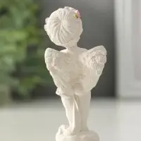 Фигура "Ангел с сердцем стоит" 8см, белый Фигура "Ангел с сердцем стоит" 8см, белый