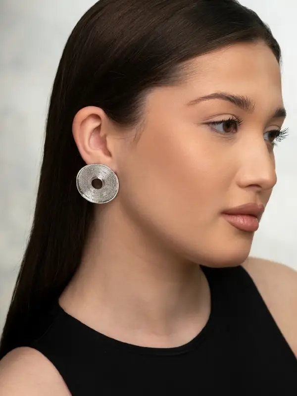 Серьги клипсы для ушей QF &laquo;Диск&raquo;, цвет серебро