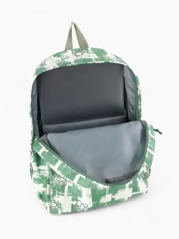 Рюкзак школьный на молнии, с карманами, с принтом, размер 28.5&times;12&times;41 см, зелёный