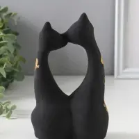 Фигурка керамика &laquo;Коты влюбленные&raquo;, чёрные, 5&times;10&times;17 см