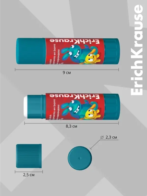 Клей-карандаш, ErichKrause EasyStick Jolly Friends, PVP, экономичный расход, 13 г, МИКС