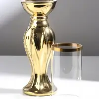Подсвечник на 1 свечу &laquo;Версаль&raquo;, керамика, стекло, d=7.5 см, золото, 9.5&times;9.5&times;38.5 см