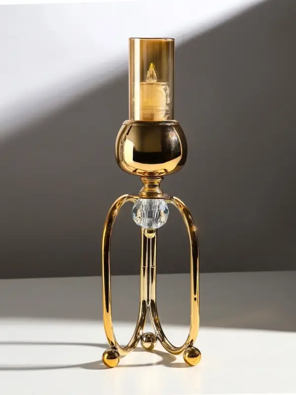 Подсвечник на 1 свечу &laquo;Сервилия&raquo;, под золото, d=4.5 см, 11&times;11&times;34.7 см