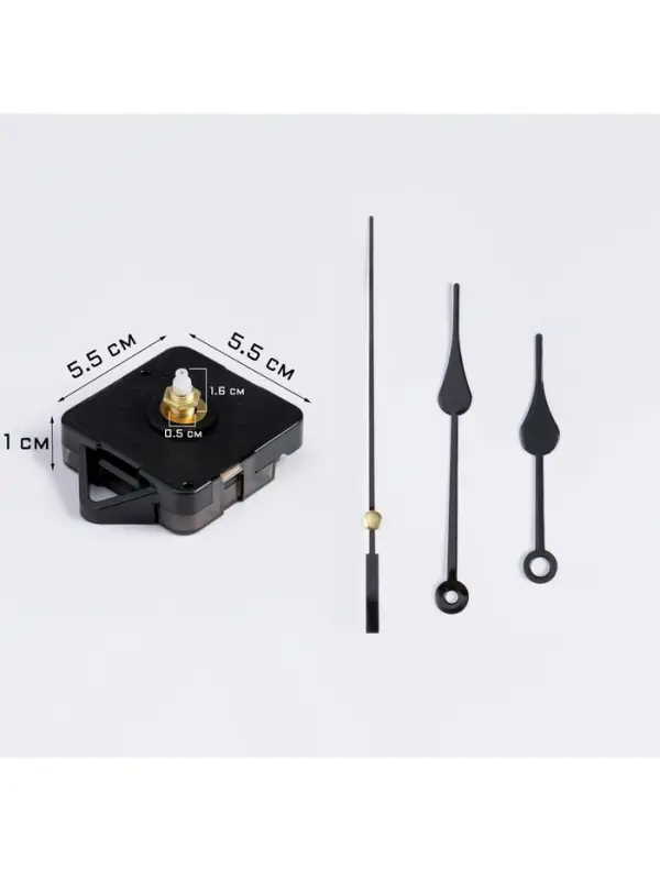 Часовой механизм со стрелками &laquo;Соломон-7&raquo;, плавный ход, шток 16 мм, стрелки 70/95/90 мм, чёрные