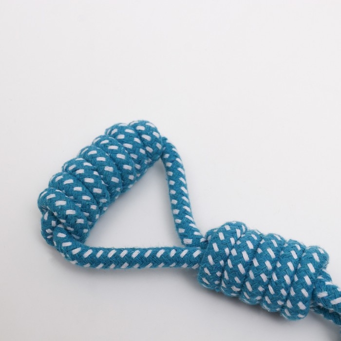 Игрушка канатная с ручкой и мячами Игрушка канатная с ручкой и мячами "Дуэт", до 35 см, до 180 г, голубая/белая