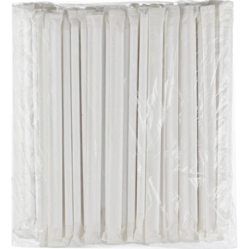 Трубочка для коктейля бумажная 8 мм., Длина 197 мм. В инд. уп., 1000шт/уп