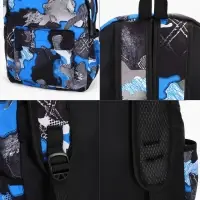 Рюкзак школьный на молнии, с карманами, с принтом, 30&times;13&times;42 см, синий