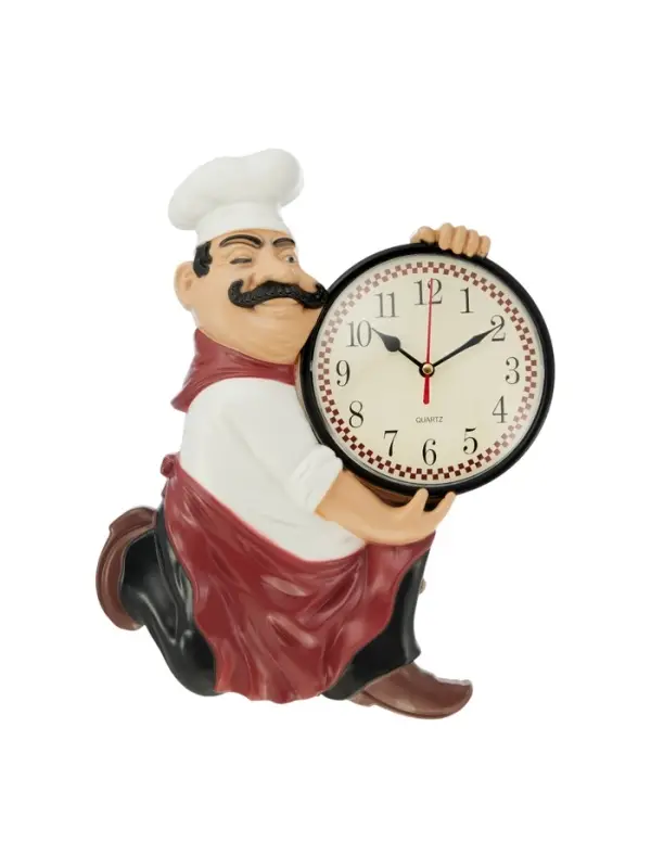 Часы настенные интерьерные &laquo;Повар усач&raquo;, серия: Кухня, бесшумные, плавный ход, циферблат d=13 см, 30&times;24 см, от батарейки 1&times;АА