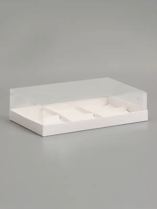 Коробка для муссовых пирожных 6 штук, 26&times;17&times;6 см, белый