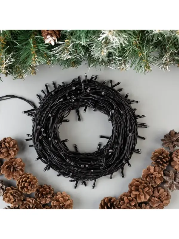 Гирлянда &laquo;Нить&raquo; 20 м, IP44, тёмная нить, 200 LED, свечение мульти, 8 режимов, 220 В