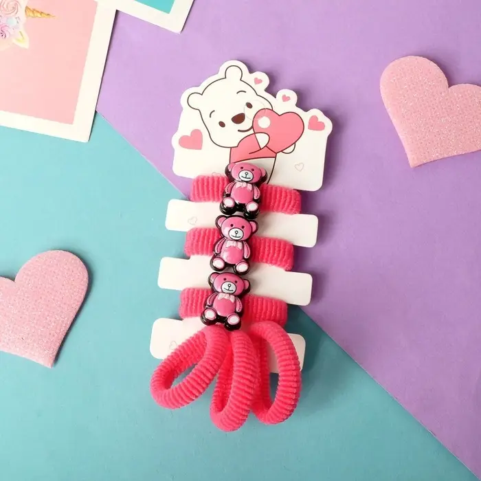 Резинка для волос  Резинка для волос "Мишутка" (набор 6 шт) мишка, красный