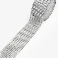 Лента с имитацией страз, 6 см, 9&plusmn;1 м, цвет серебряный