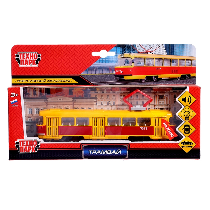 Машина металлическая «Трамвай», световые и звуковые эффекты, открываются двери, инерционная, 18 см Машина металлическая «Трамвай», световые и звуковые эффекты, открываются двери, инерционная, 18 см