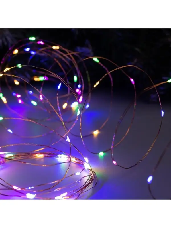 Гирлянда &laquo;Нить&raquo; 10 м, роса, IP20, медная нить, 100 LED, свечение мульти, 12 В