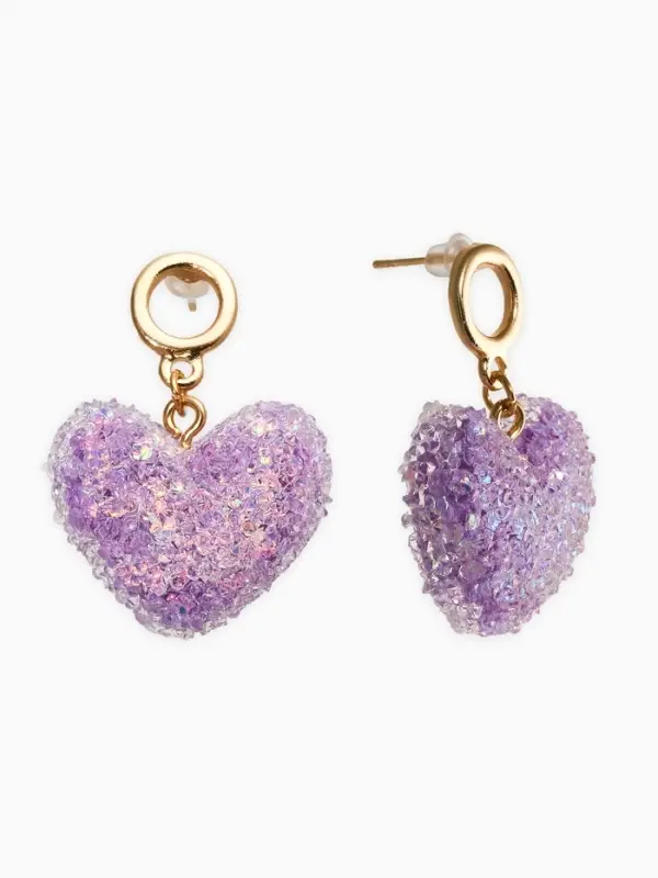 Серьги &laquo;Сердце сахарное&raquo;, фиолетовые в золоте