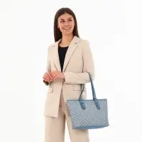 Сумка женская тоут на молнии, 30&times;11&times;25 см, голубая