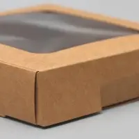 Коробка самосборная, крафт, с окном, 13&times;13&times;3 см