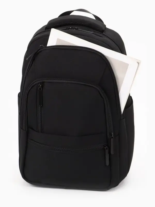 Рюкзак школьный, 2 отделения, 5 карманов, водонепроницаемое дно, 26&times;14&times;39 см, чёрный