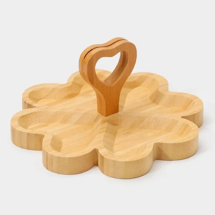 Менажница Доляна &laquo;Цветок&raquo;, 19.5&times;19.5 см, 4 секции, бамбук