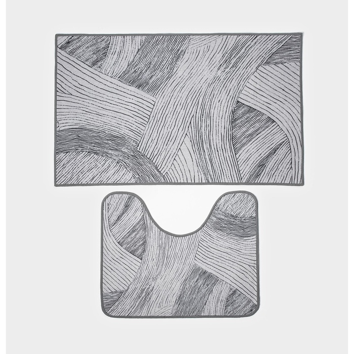 Коврики для ванной и туалета Доляна «Тига», 2 шт: 50×80 см, 50×40 см, форма МИКС Коврики для ванной и туалета Доляна «Тига», 2 шт: 50×80 см, 50×40 см, форма МИКС