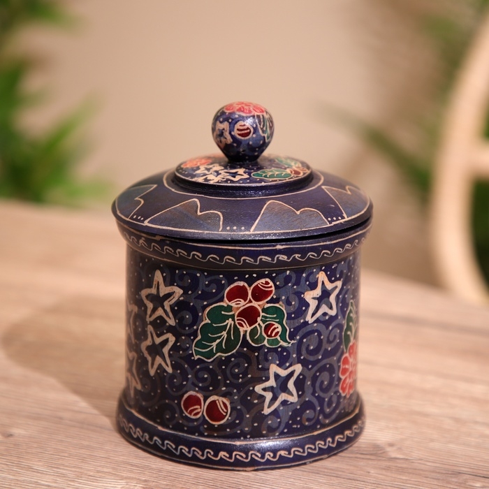 Баночка с крышкой деревянная, батик 12х12х15 см Баночка с крышкой деревянная, батик 12х12х15 см