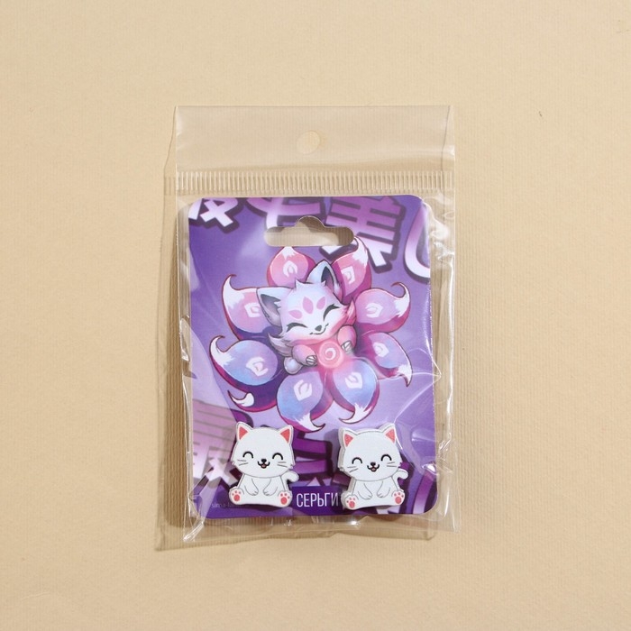 Серьги «Котик» гвоздики, 6х9 см Серьги «Котик» гвоздики, 6х9 см