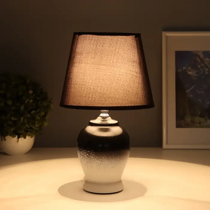 Лампа настольная RISALUX &laquo;Даксия&raquo;, 40 Вт, Е14, бело-чёрная, 19.5&times;19.5&times;35 см