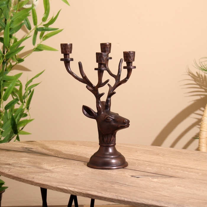 Подсвечник на 4 свечи Подсвечник на 4 свечи "Олень" алюминий 16х12х32 см