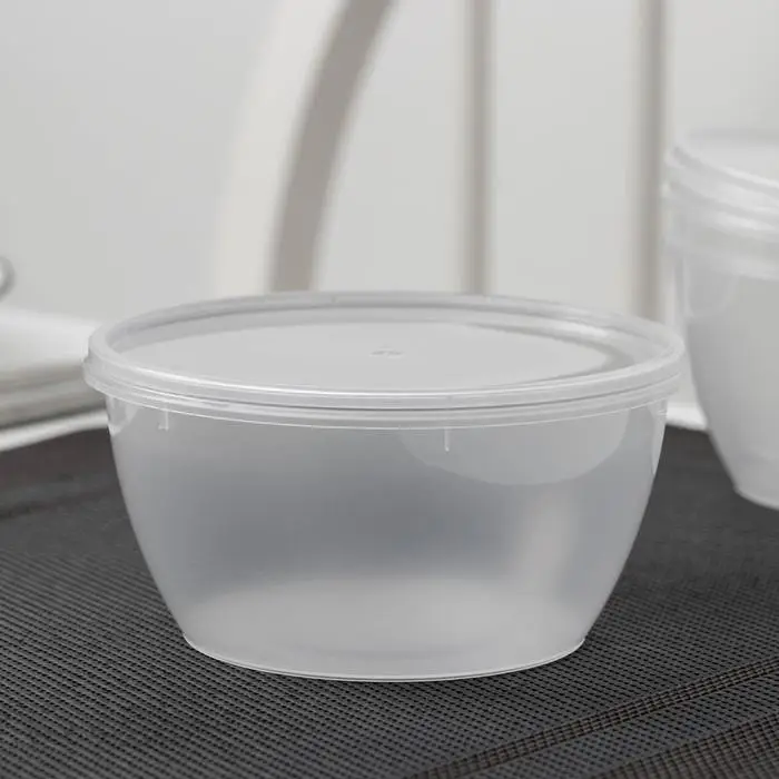 Контейнер одноразовый с крышкой «Супница», 360 мл, пластик, d=11.2 см, прозрачный Контейнер одноразовый с крышкой «Супница», 360 мл, пластик, d=11.2 см, прозрачный