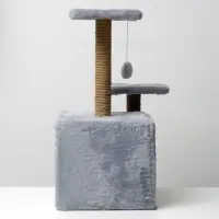Домик для кошек с когтеточкой, 45&times;47&times;75 см, квадратный, 3 уровня, серая