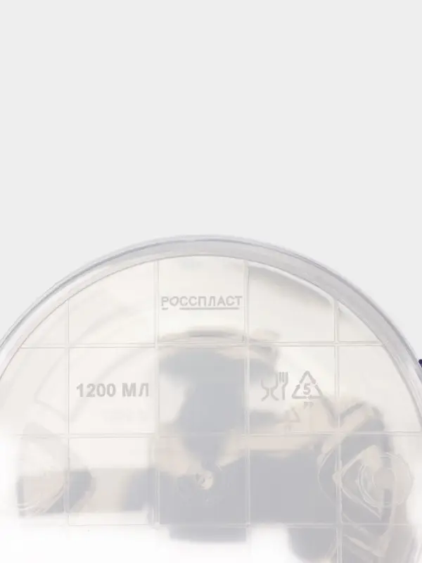 Контейнер пищевой, 1.2 л, d=17 см, h=7.5 см, круглый, прозрачный, голубой