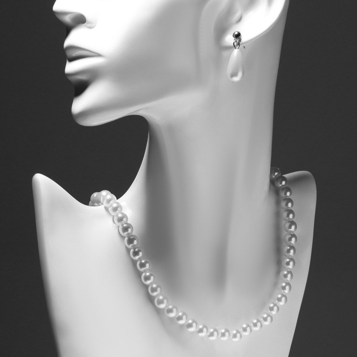 Набор 3 предмета: серьги, бусы, браслет «Классика», цвет белый, 45 см Набор 3 предмета: серьги, бусы, браслет «Классика», цвет белый, 45 см