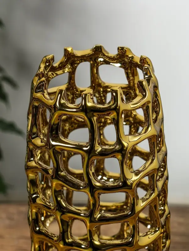 Ваза керамика настольная Ваза керамика настольная "Дайзи" крупная сетка, h=30 d=10 см, золото